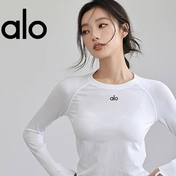 Alo Women's Autumn and Winter High-Elastic Breathable Top Running Training Quick-Drying Fitness Training Long-Sleeved T-Shirt Pilates Quick-Drying Clothing