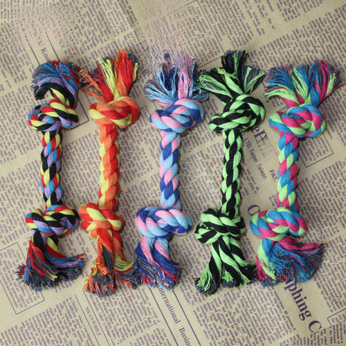 Pet Cotton Rope Toys Factory Double Knot Chewing Rope Pet Grinding Knot Toys Full Size Wholesale