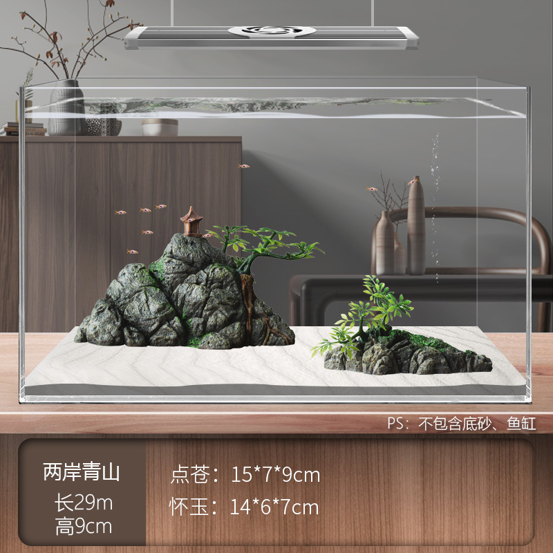 Juego completo de paisajismo de pecera, juego de decoración de rocalla de hierba acuática de simulación, juego de adorno de coral de arena de fondo de acuario