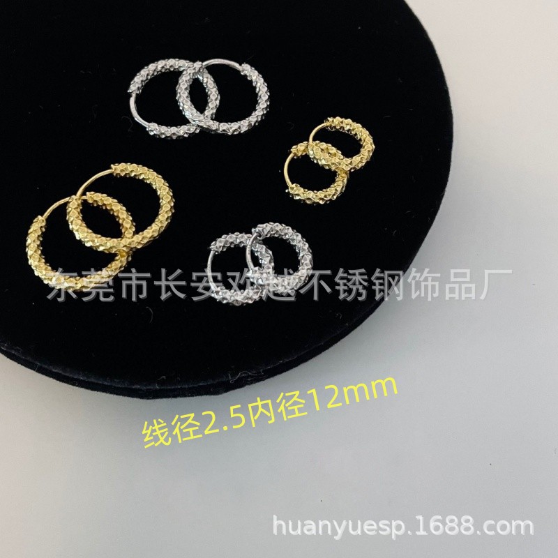 欧美钛钢车花满天星耳圈耳扣ins简约耳环个性时尚耳饰潮女生复古