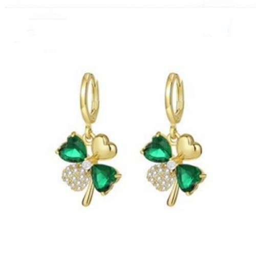  new trendy Korean niche unique dark green four-leaf earrings women's light luxury high-end temperament earrings