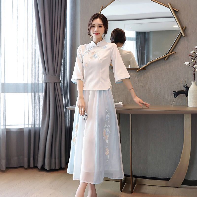 2026 New Style Hanfu for Women, Chinese Style Bridesmaid Dress, Republic of China Style Women's Clothing, Simple Ancient Style Hanfu, Improved for Daily Wear