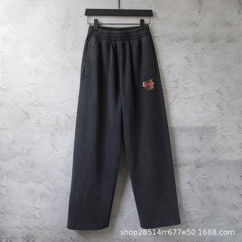 25Ss New B Brand High-Quality Red Tape Patch Letter Pants Unisex Long Pants