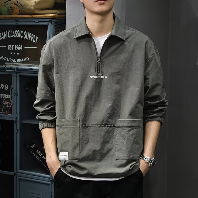 Autumn retro shirt with zipper