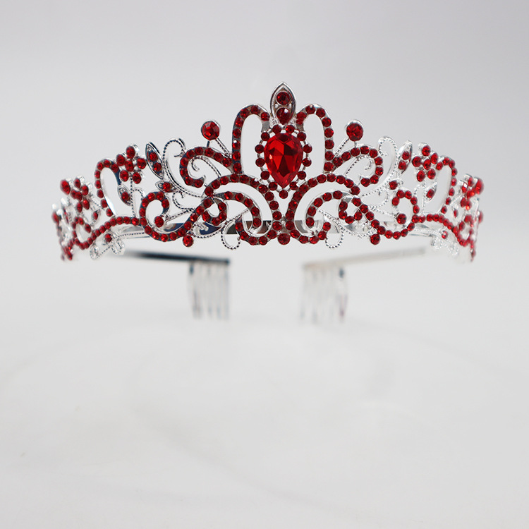 Tocados de Corona Europeos y Americanos, Accesorios para el Cabello de Novia de Aleación a la Moda, Diadema de Corona de Cristal para Fiesta, Lujosa