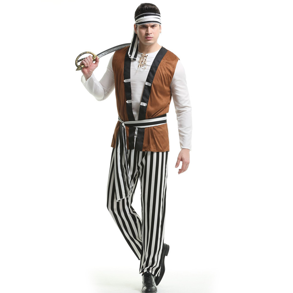 Halloween cosplay masquerade party pirate costume male adult pirate drama stage costume performance costume