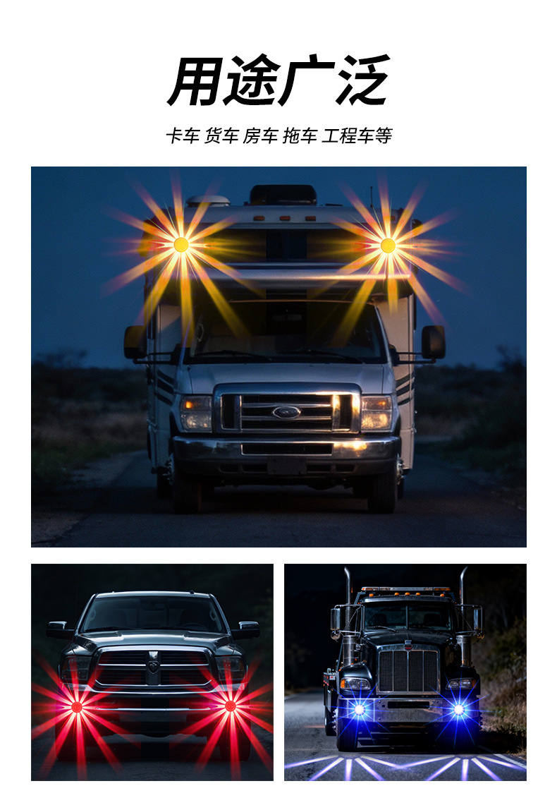 Cross-Border Dual-Color Watermelon Light Led Truck Chassis Light Width Indicator Light Car Indicator Light Truck Light Always on + Flashing