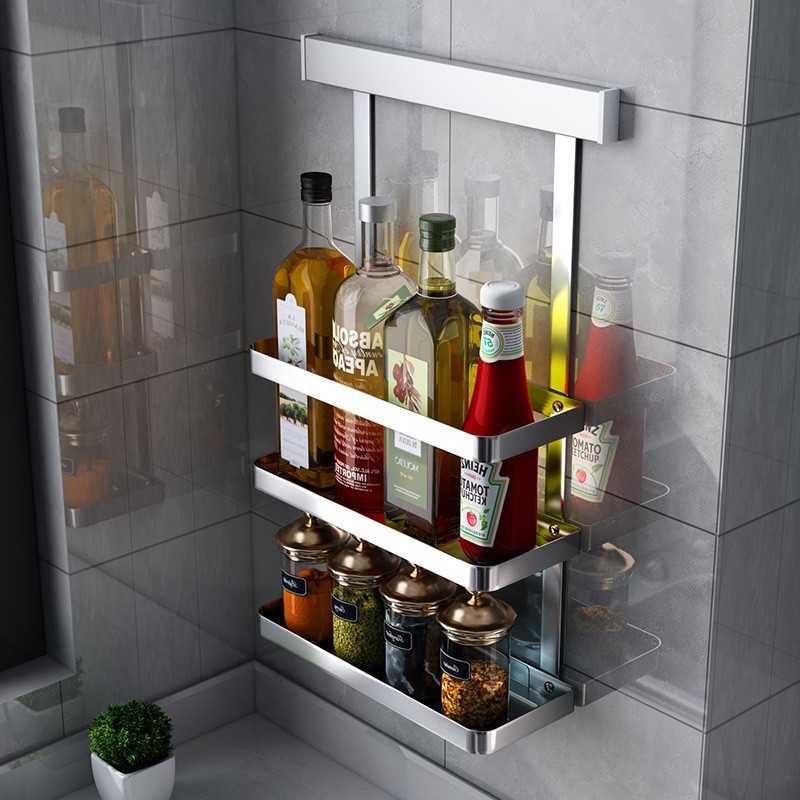 304不鏽鋼調料架廚房置物架免打孔牆上壁挂式刀架油鹽醬醋佐料架