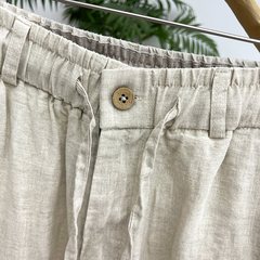高級純亜麻男ズボン夏の薄いカジュアルズボン男性はベルトのドアの襟のズボンのゆるいズボンを緩めます。