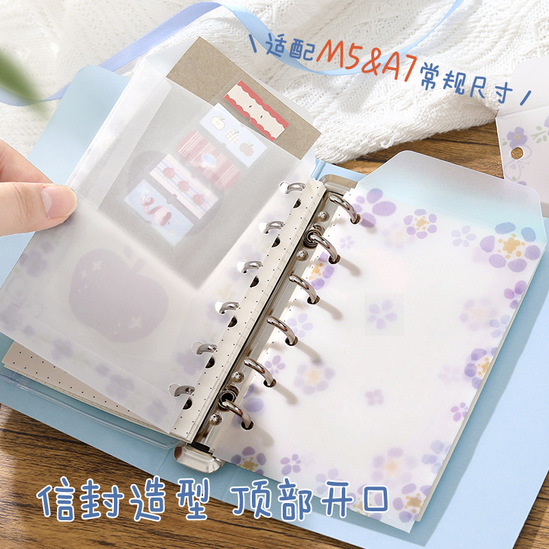 NOTE FOR Bolsillo de almacenamiento de hojas sueltas de papel de ácido sulfúrico Little Spring Day Series M5/A7 Bolsa de almacenamiento de sobres transparentes