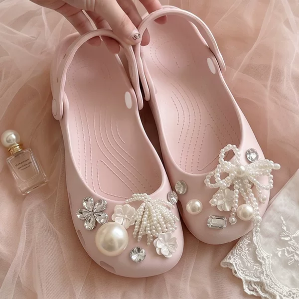 Ballet Clogs for Women Eva 2026 New Style Floral Pearl Cute Comfortable Princess Closed-Toe Slippers Wholesale