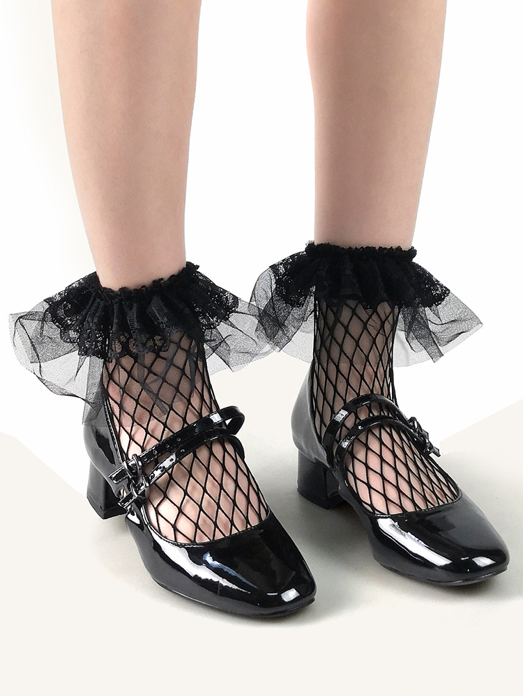 Japanese Women Fishnet Socks Black Stockings Hipster Short Socks display picture 3