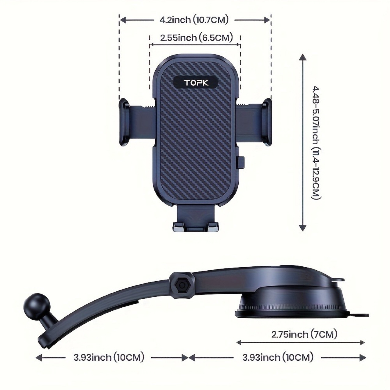 Topk D46 Car Mobile Phone Holder In-Car Car Suction Cup Universal Navigation Car Hook Mobile Phone Holder