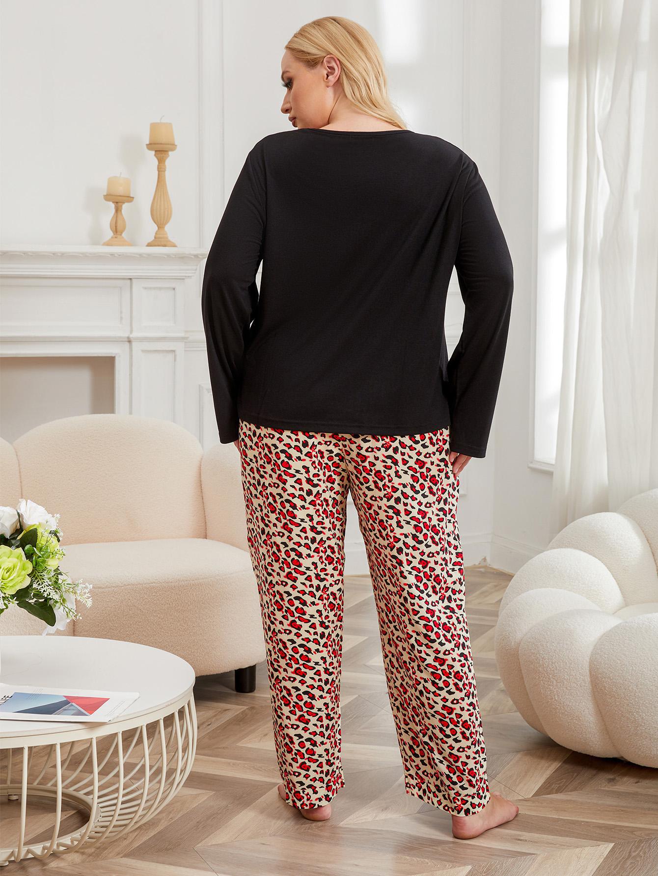 Large size pajamas for women, 200 pounds, chubby mm, autumn and winter long sleeved home clothing set_voghion.com