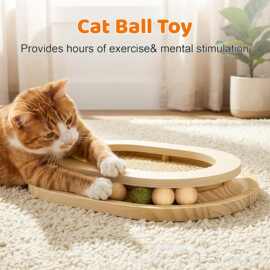 跨境木制宠物猫爬架宠物自嗨抓板猫咪解闷转盘玩具猫咪逗乐玩具