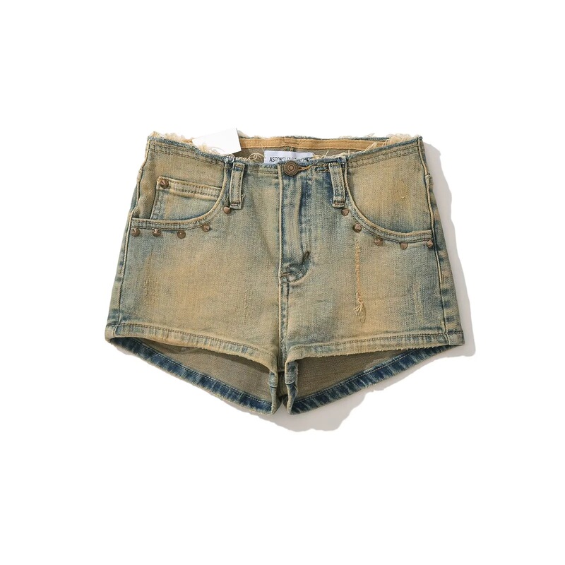 Wears Long Legs Sexy Rusty Low Waist Hip Denim Shorts Summer Spice Girls Slim Fit Slimming Washed Rivet Hot Pants
