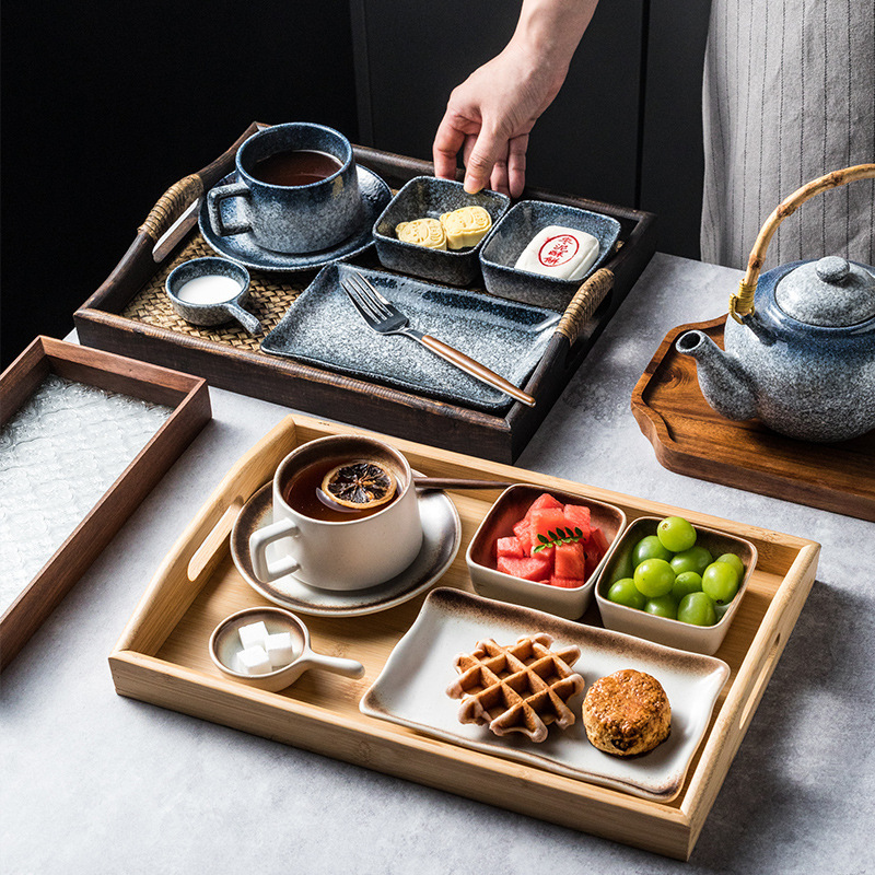 家用下午茶陶瓷餐具套装一人食餐盘带托盘酒店餐厅早餐分格盘套装|undefined