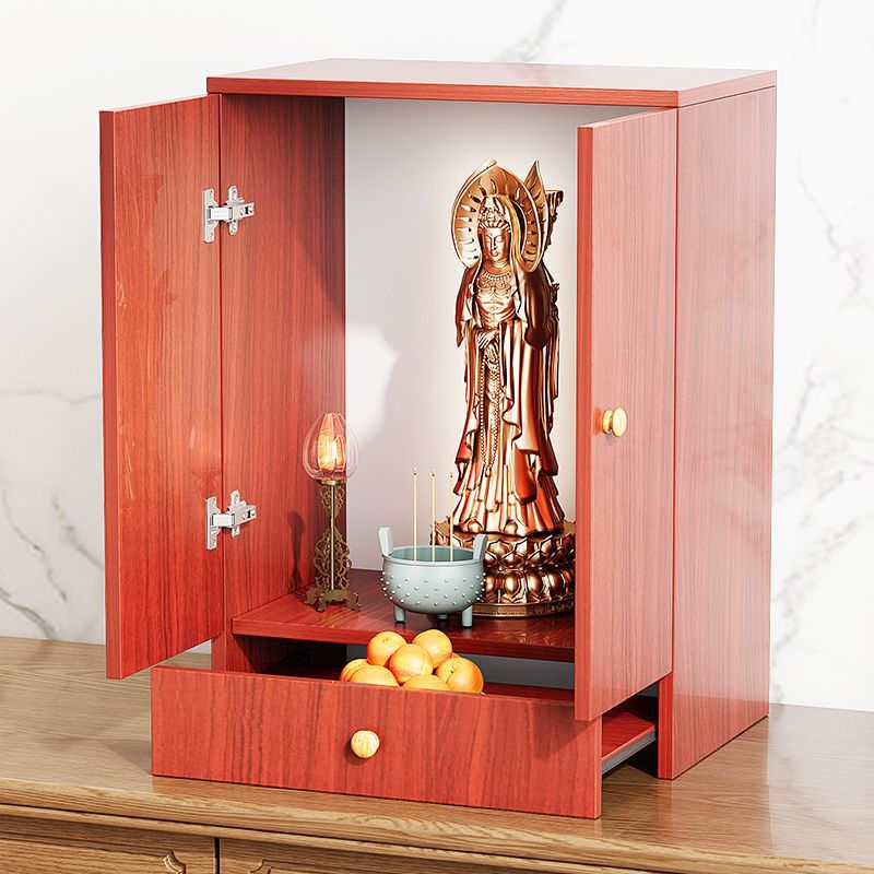 Tabletop Buddhist Shrine Home Altar Cabinet for Offering Table God of Wealth Buddha Altar Guanyin Bodhisattva Buddha Statue Worship Shrine Small Altar
