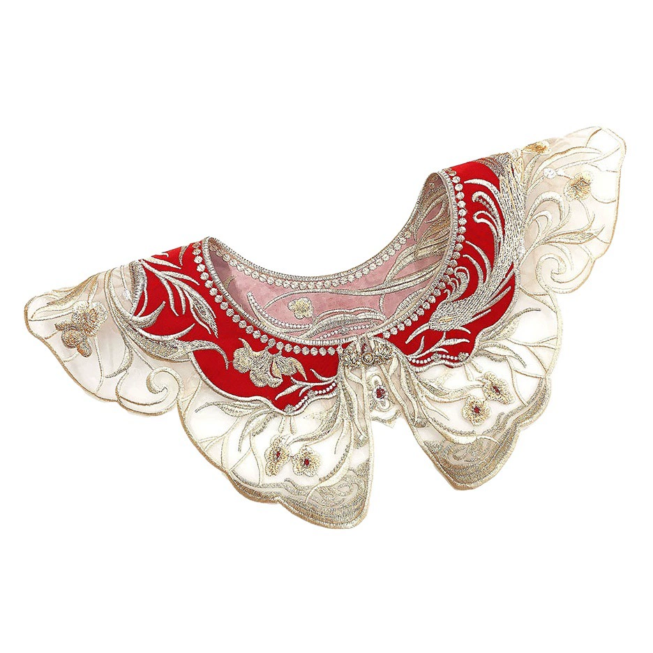 Красно-яркая юбка с конским лапшой Suzaku вышивка возвращается к двери