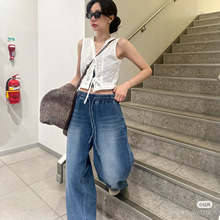 韩国2025夏新款韩版绑带蕾丝V领背心衫女上衣