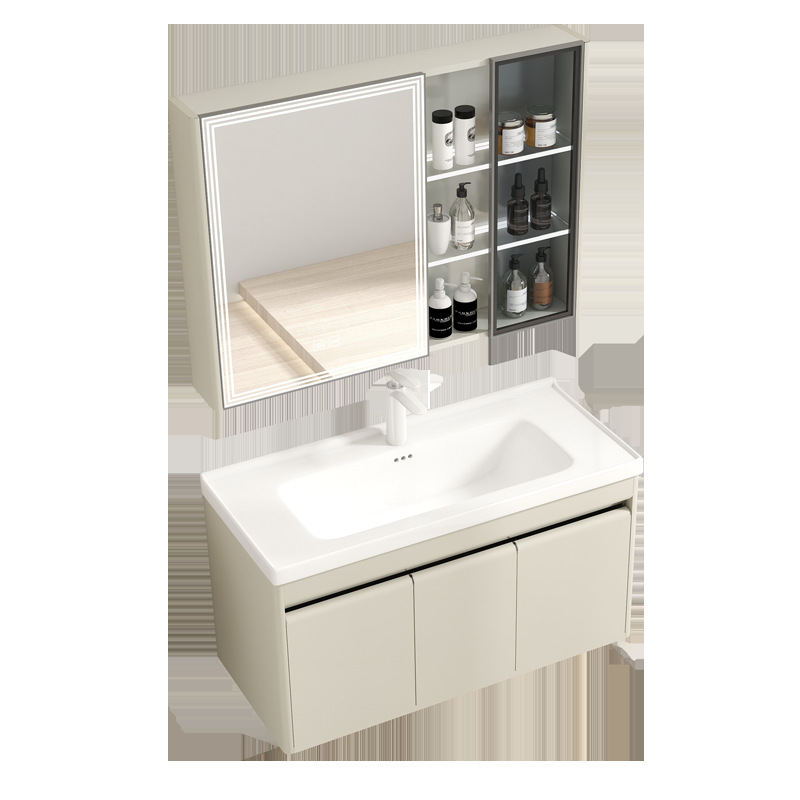 41 ancho de acero inoxidable gabinete de baño de cerámica cuenca integrada pequeño apartamento baño lavabo combinación