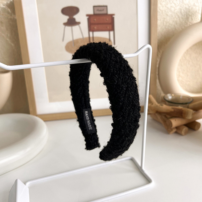 韓国の秋冬の編み物の高い頭の頂の広い辺のカチューシャの女性の外出の百合の髪の気質の毛のカチューシャの頭の飾り