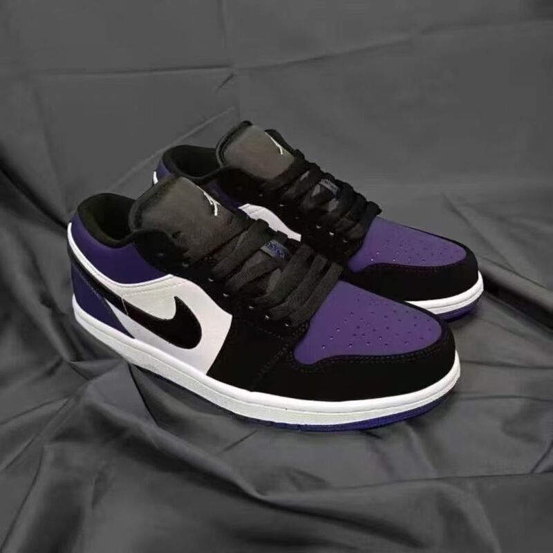 Putian Pure Original Black Purple Toe Casual Sneakers Smoke Gray Black and White Joe 1 Low-Top Campus Couple Sports Shoes