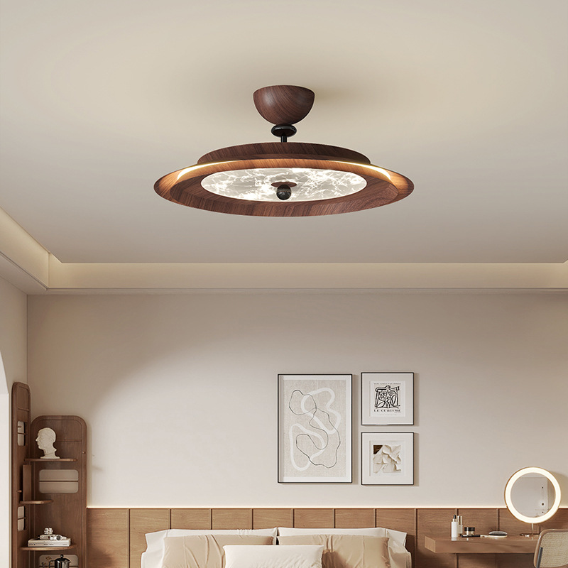 Araña de restaurante de grano de madera de nogal medieval, rojo de red simple moderno, luz creativa, lámpara de estudio de dormitorio de lujo, lámpara de Zhongshan