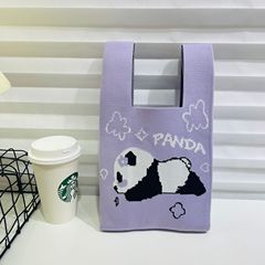 背心馬甲包潮流針織可愛大熊貓單肩手提包手拎包大容量通勤包女