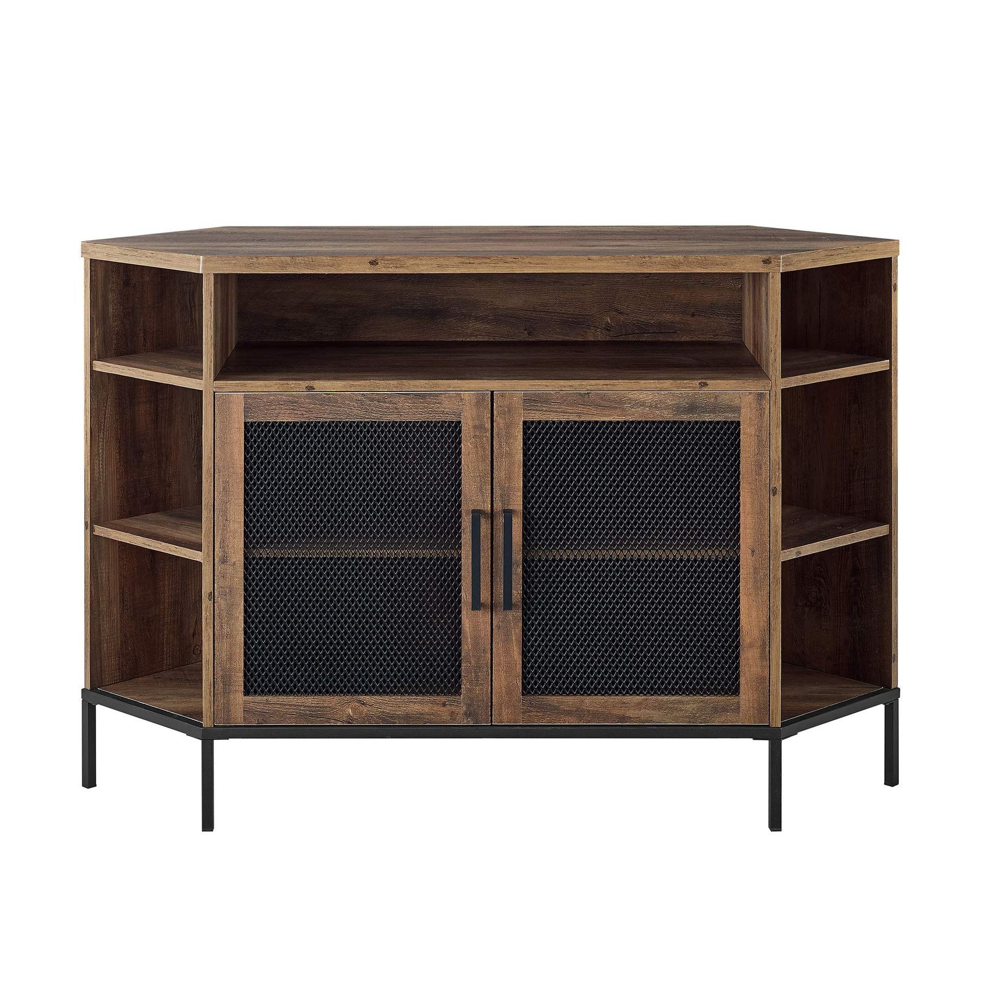 跨境多边形电视柜多层置物携带铁网门角落视听柜适用于客厅