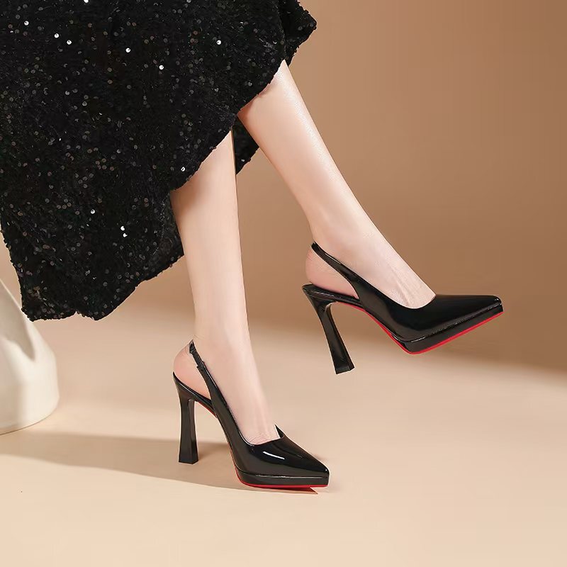 105-21 Sexy Red Platform High-Heeled Sandals, New Summer Style, Closed-Toe, Open-Back, Thin Heels, Comfortable Shoes