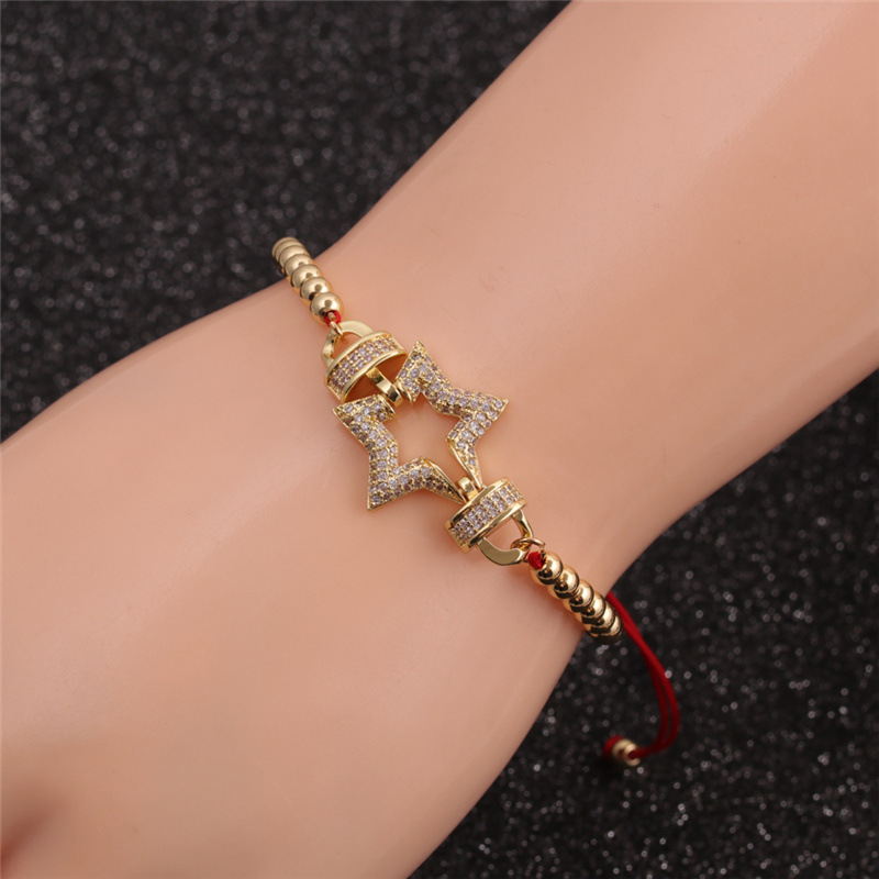 Wholesale Fashion Hollow Star Copper Micro-inlaid Red Zircon Bracelet Nihaojewelry display picture 3