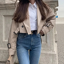 跨境2025新款外套欧美女士短款休闲白搭纯色ins风外套女短款夹克