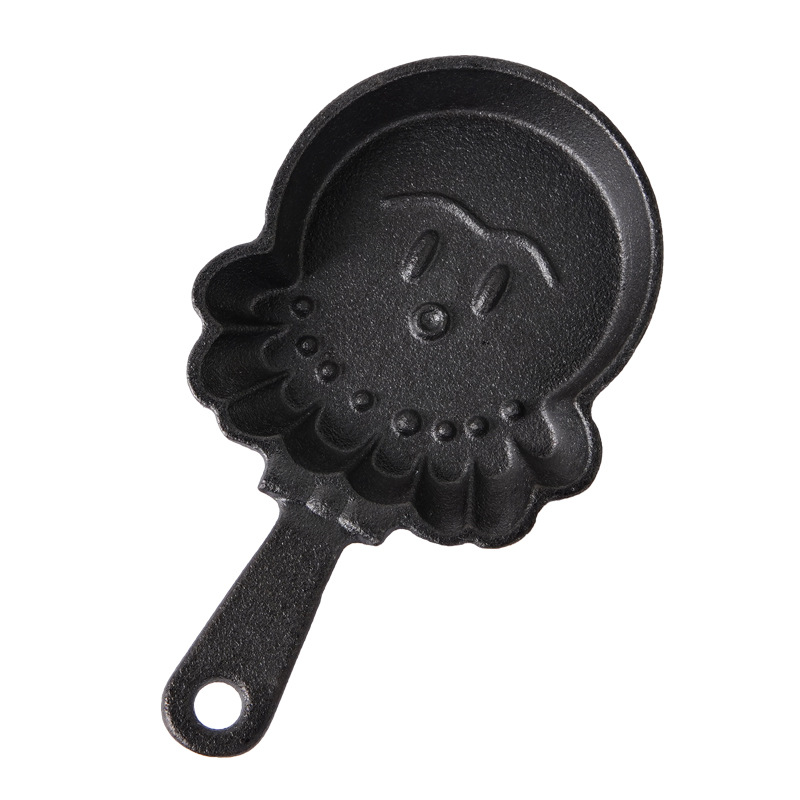 Pequeña felicidad mini desayuno casero olla de huevos antiadherente una variedad de hierro fundido de dibujos animados sartén plana