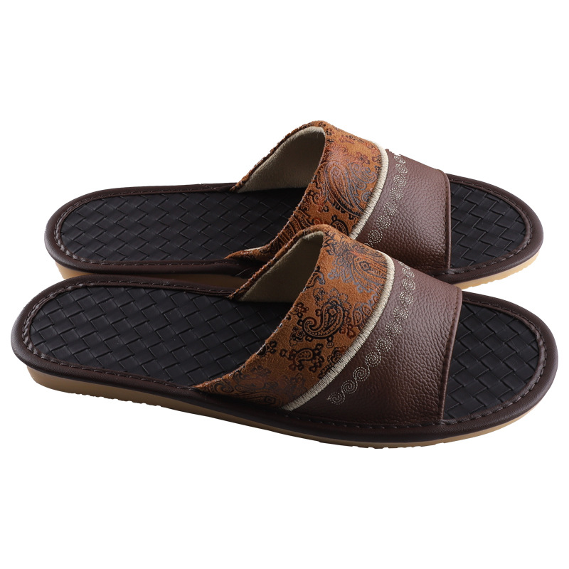 Summer leather non-slip comfortable slippers for men and women