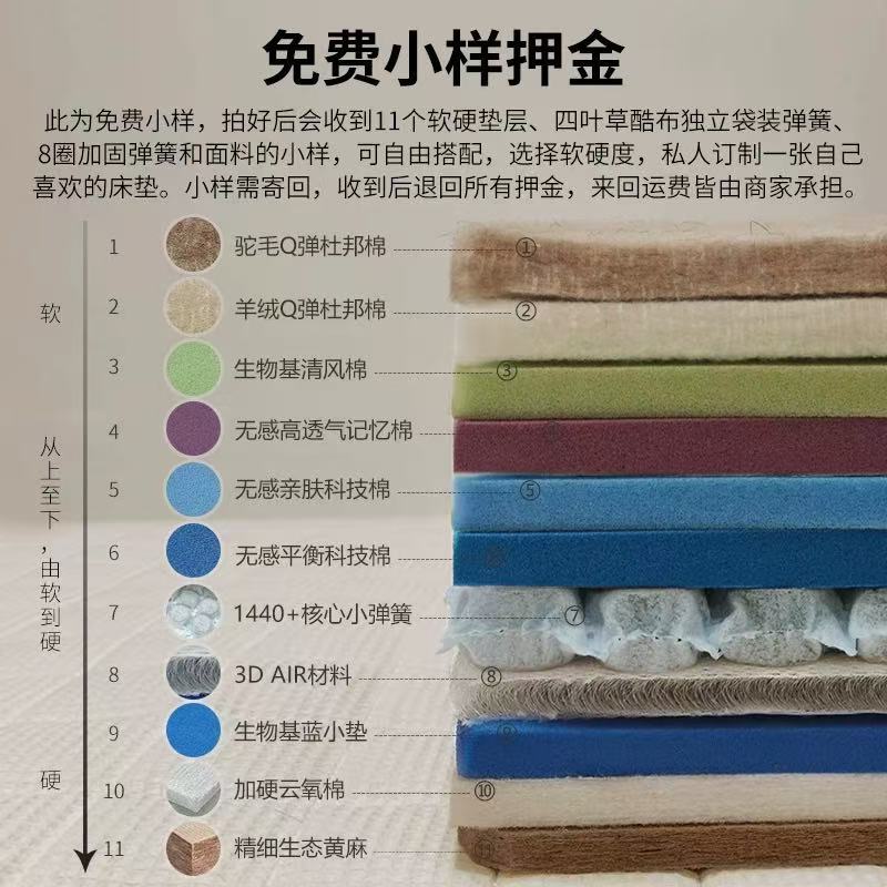 宸尚小样椰棕黄麻乳胶高含量透气高弹海绵零胶水椰棕厂家直销