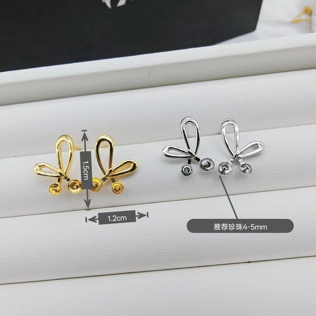 Perla de alta sensibilidad 925 agujas de plata 18k chapadas en oro pendientes huecos accesorios de material femenino fábrica al por mayor