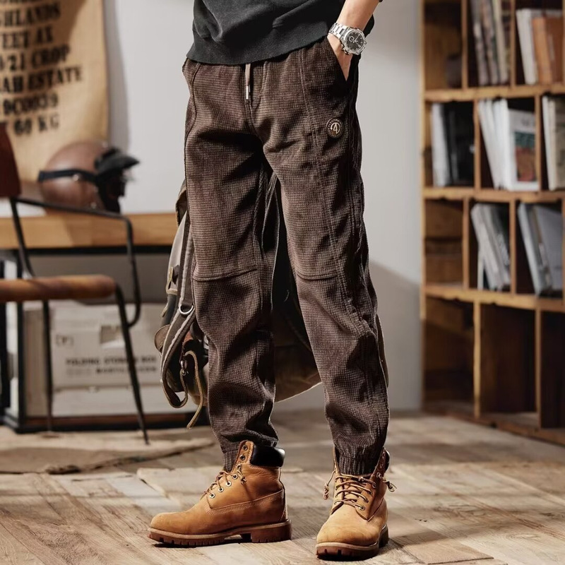 American Style Heavy Stretch Sweatpants Men's Trendy Brand Workwear Loose Leg-toe Sports Pants plus size Youth Casual Pants Men