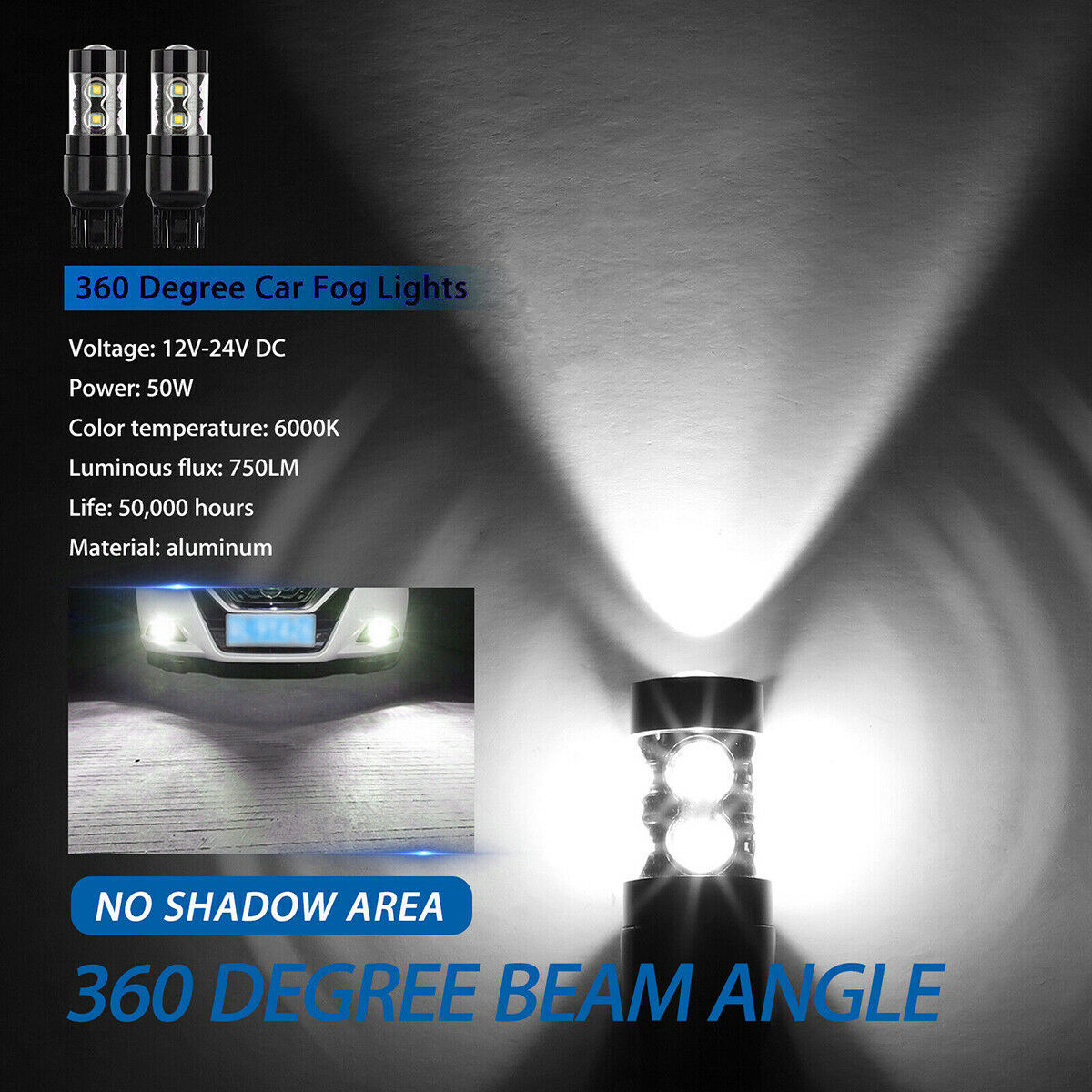 Lámpara de freno LED de automóvil 3157 7443 50W 10Lámpara de freno LED luz de marcha atrás luz de doble filamento luz blanca