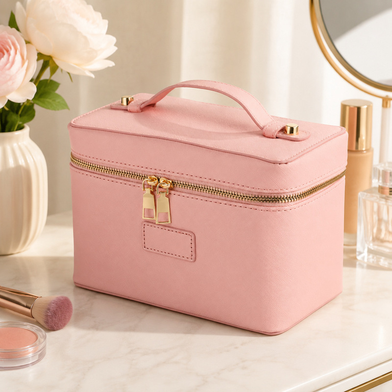 New Cross-Border Pu Portable Makeup Bag with Detachable Double Zipper, Large Capacity Storage Bag, Portable Travel Makeup Bag New Cross-Border Pu Portable Makeup Bag with Detachable Double Zipper, Large Capacity Storage Bag, Portable Travel Makeup Bag