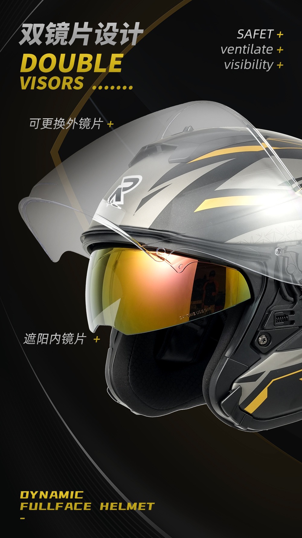 RSV 3/4 Helmet for Men, Motorcycle Half Helmet, 3/4 Electric Vehicle Summer Helmet, 3C Certified, All-Season Safety Helmet