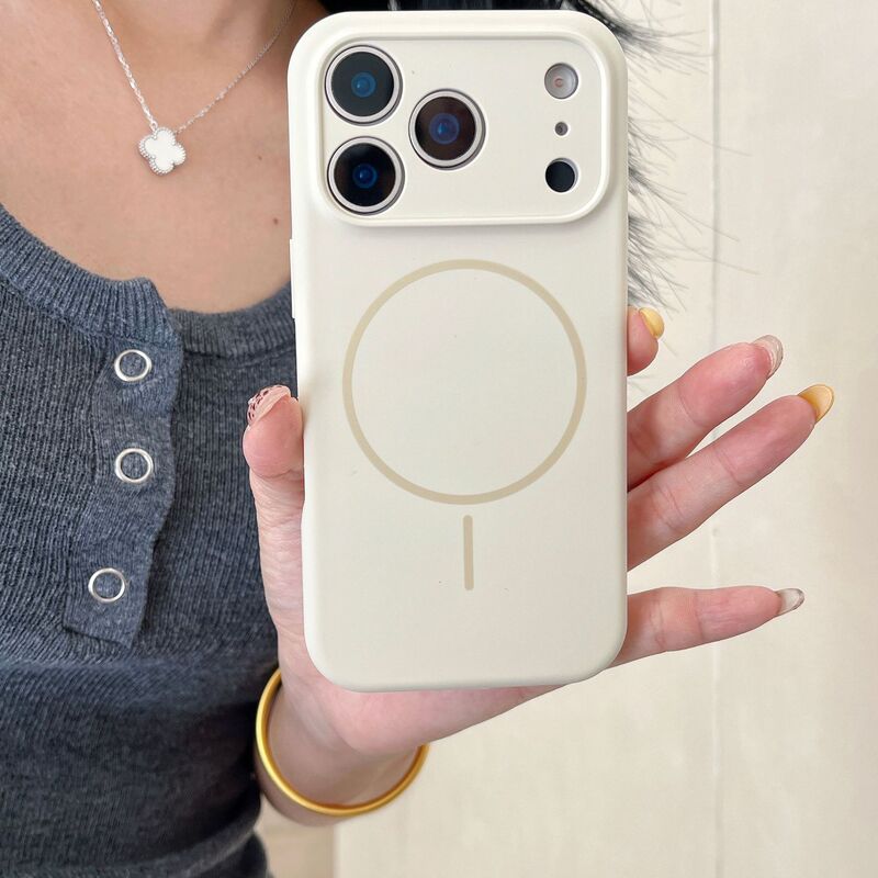 Suitable for Iphone17Promax Mobile Phone Case Silicone Magnetic Suction Mobile Phone Case Integrated Button All-Inclusive Fine Hole Protective Cover