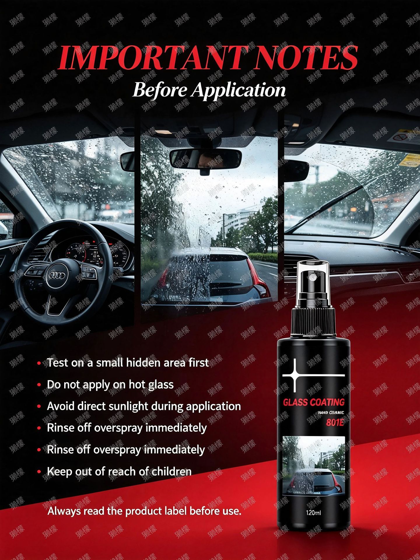 Rearview mirror rain repellent, anti-fog spray for car windows, waterproof spray for rainy days, water-repellent film spray