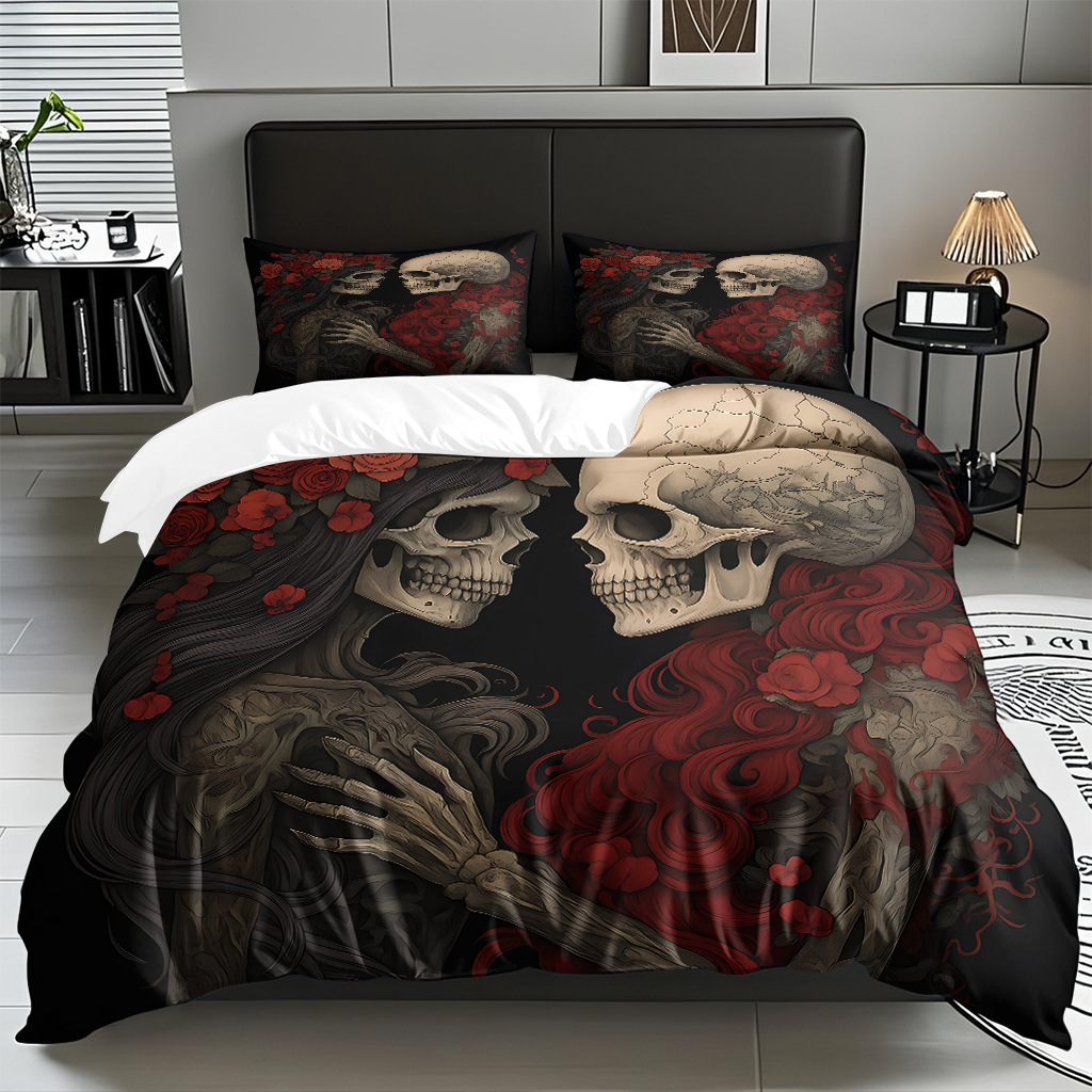 TEMU / JIT transfronterizo hogar cabeza de colcha impresa digital conjunto de edredón abrasivo fuente de ventilación fábrica directa