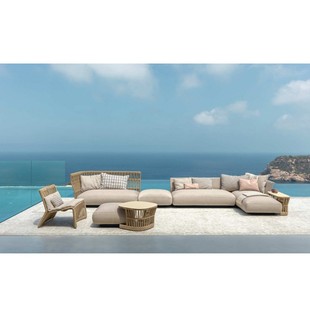 Nordic Outdoor Sofa Villa Courtyard Open-Air Rattan Sofa Combination High-End Hotel Model Room Creative Rope Weaving Home
