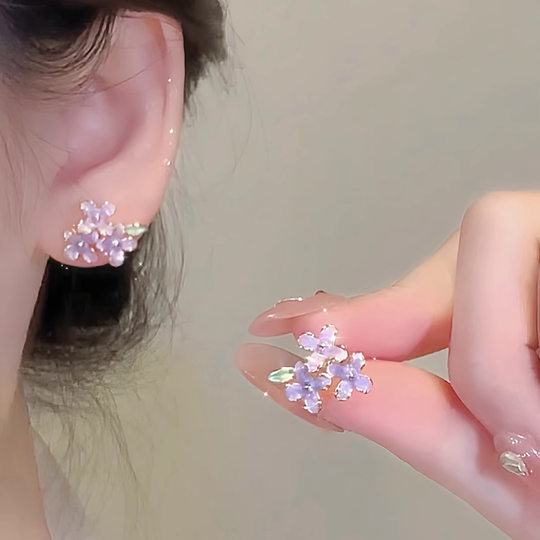 Exquisite Oil Dropping Flower 925 Silver Earrings Female Temperament Gentle Ear-less Mosquito Incense Plate Ear Clip