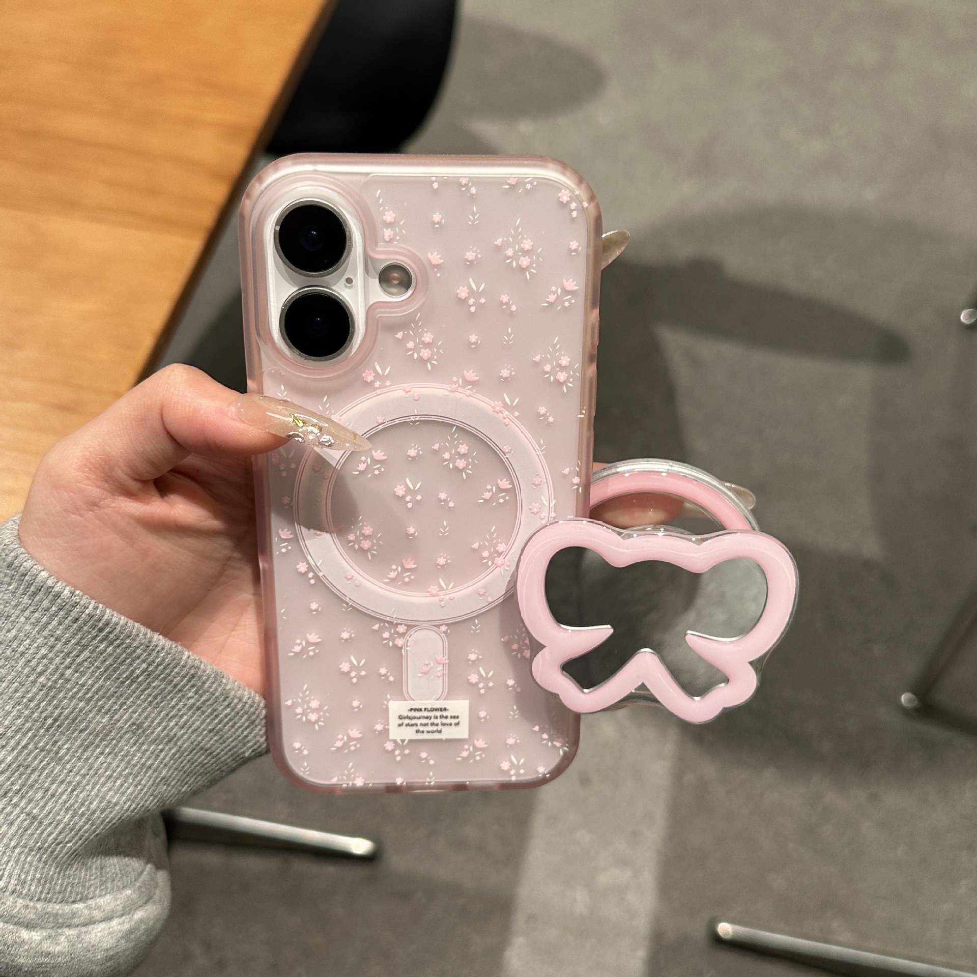 Pantalla completa rosa floral para iPhone15/16 funda para teléfono móvil 15Pro magnético 16ProMax simple 14/13