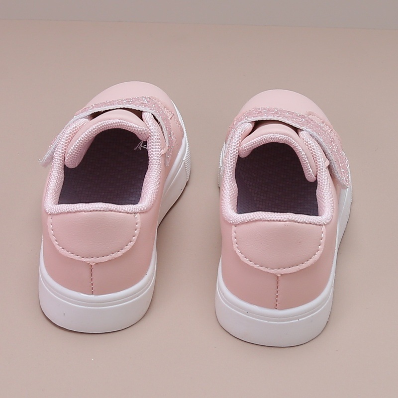 2024 primavera nueva moda rosa sequinilla velcro diseño de zapatos de skate para niñas suministro transfronterizo de comercio exterior ecológico