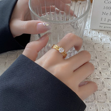 Simple Style Geometric Copper Inlay Zircon Open Ring 1 Piece