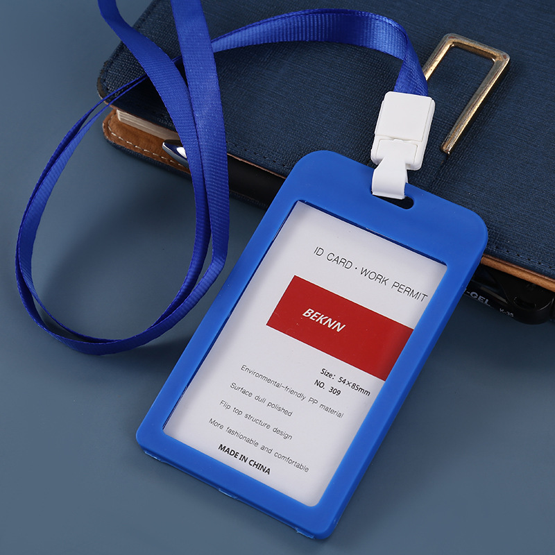 Funda protectora para tarjeta de identificación, porta tarjetas de autobús transparente de doble cara, porta tarjetas de identificación laboral, porta tarjetas de identificación de estudiante, cordón para tarjeta de identificación de exposición